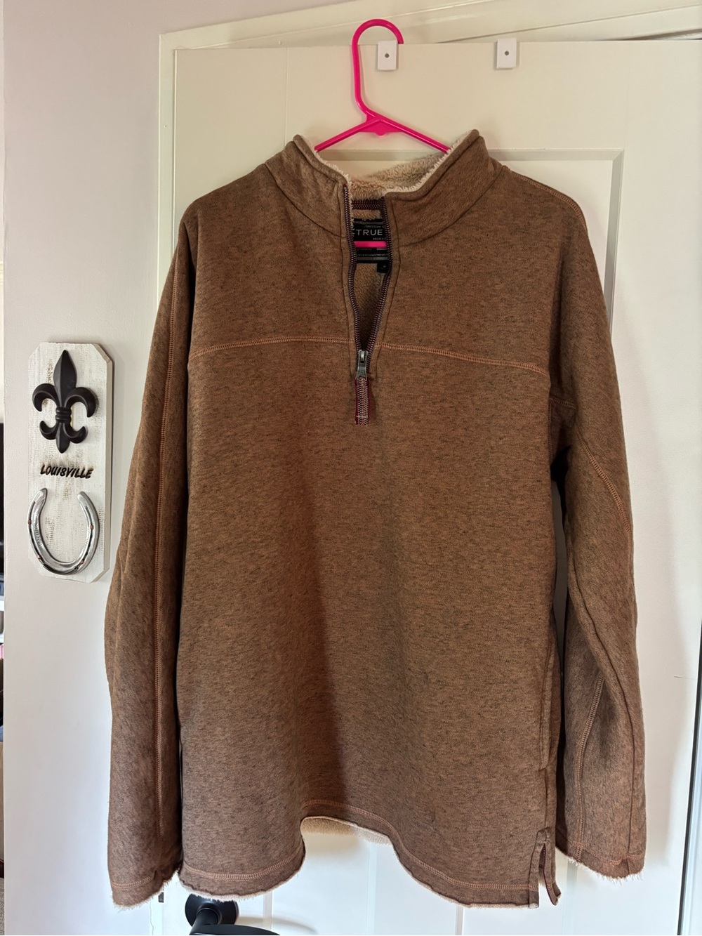 True Grit Men's Brown Zip-Neck Fleece Pullover